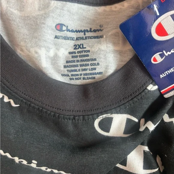 Champion Big and Tall Black and White Logo Shirt size 2XL New - Picture 5 of 5